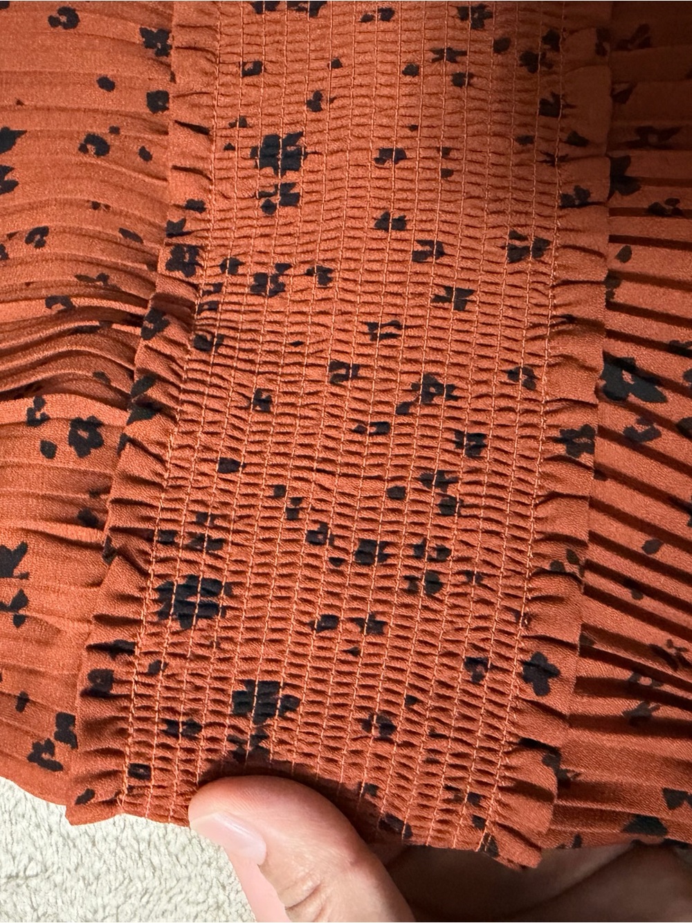Nanette Lepore Rust Floral Pleated Midi Dress - Picture 7 of 7